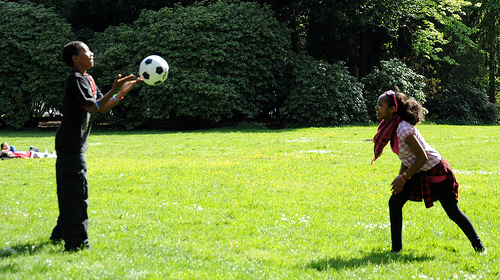 At last!! Playing in the park the way mom and dad did!