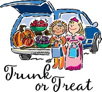 Trunk or treat! Trunk or treat! Let's avoid  each house and street! 