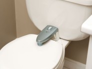 The Safety 1st pro-grade. push-button toilet lock. (Good luck to any guests visiting!) 