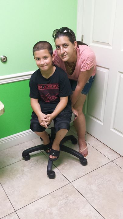 Nicole Gainey and son who dared walk to the playground on his  own!