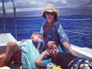 Conran and her boys, safe and sound. (But on a BOAT! ANYTHING could happen!) 