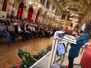 Lenore speaking in Vienna (in Europe's second largest room!). 