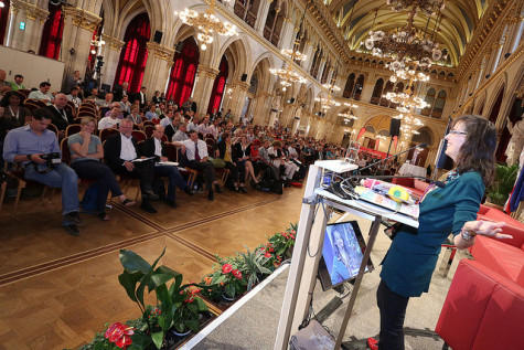 Lenore speaking in Vienna (in Europe's second largest room!). 