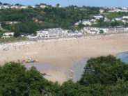St. Brelade's Bay, Jersey,  England, at low tide. 