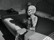 spiderman kid b and w